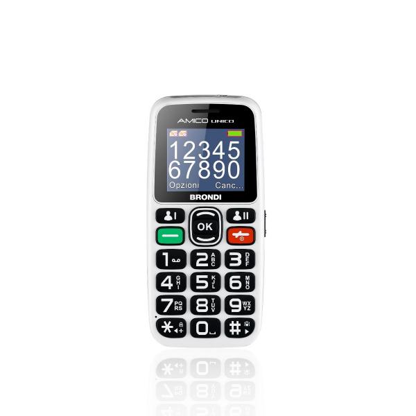 CELLULARE BRONDI AMICO UNICO 1.8" DUAL SIM WHITE ITALIA SENIOR PHONE - Disponibile in 3-4 giorni lavorativi