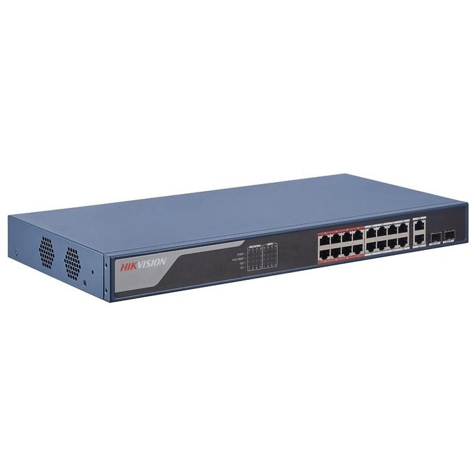 Hikvision Digital Technology DS-3E1318P-EI Switch di Rete Fast Ethernet 10-100 Supporto Power Over Ethernet Poe Blu - Disponibile in 3-4 giorni lavorativi