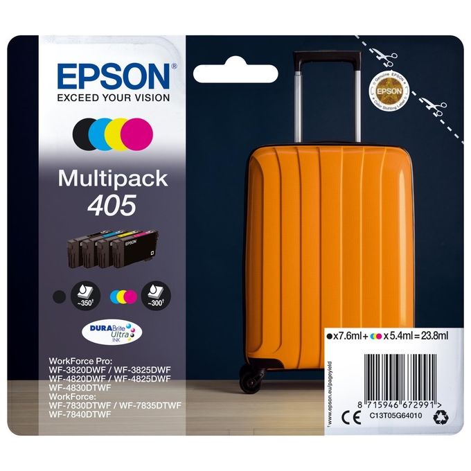 Epson 405 Cartuccia Originale Nero-Ciano-Magenta-Giallo - Disponibile in 3-4 giorni lavorativi