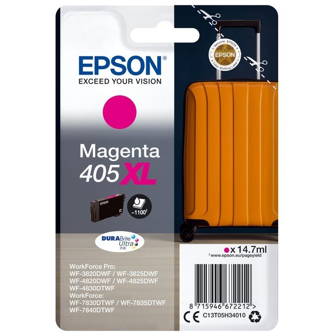 Epson Cartuccia d'Inchiostro Magenta 405 XL Durabrite - Disponibile in 3-4 giorni lavorativi