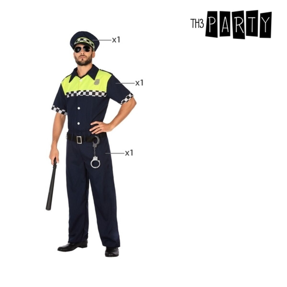 Costume per Adulti (3 pcs) Poliziotto Taglia:XS/S - Disponibile in 3-4 giorni lavorativi