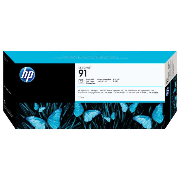 HP Cartuccia di inchiostro pigmentato nero fotografico originale DesignJet 91 da 775 ml - Disponibile in 6-7 giorni lavorativi