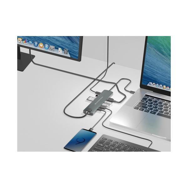 Hub USB Conceptronic DONN06G Grigio 9 in 1 - Disponibile in 3-4 giorni lavorativi