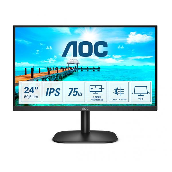 MONITOR AOC 24B2XH 23.8" IPS 75Hz FullHD 7ms Frameless VGA/HDMI - Disponibile in 3-4 giorni lavorativi
