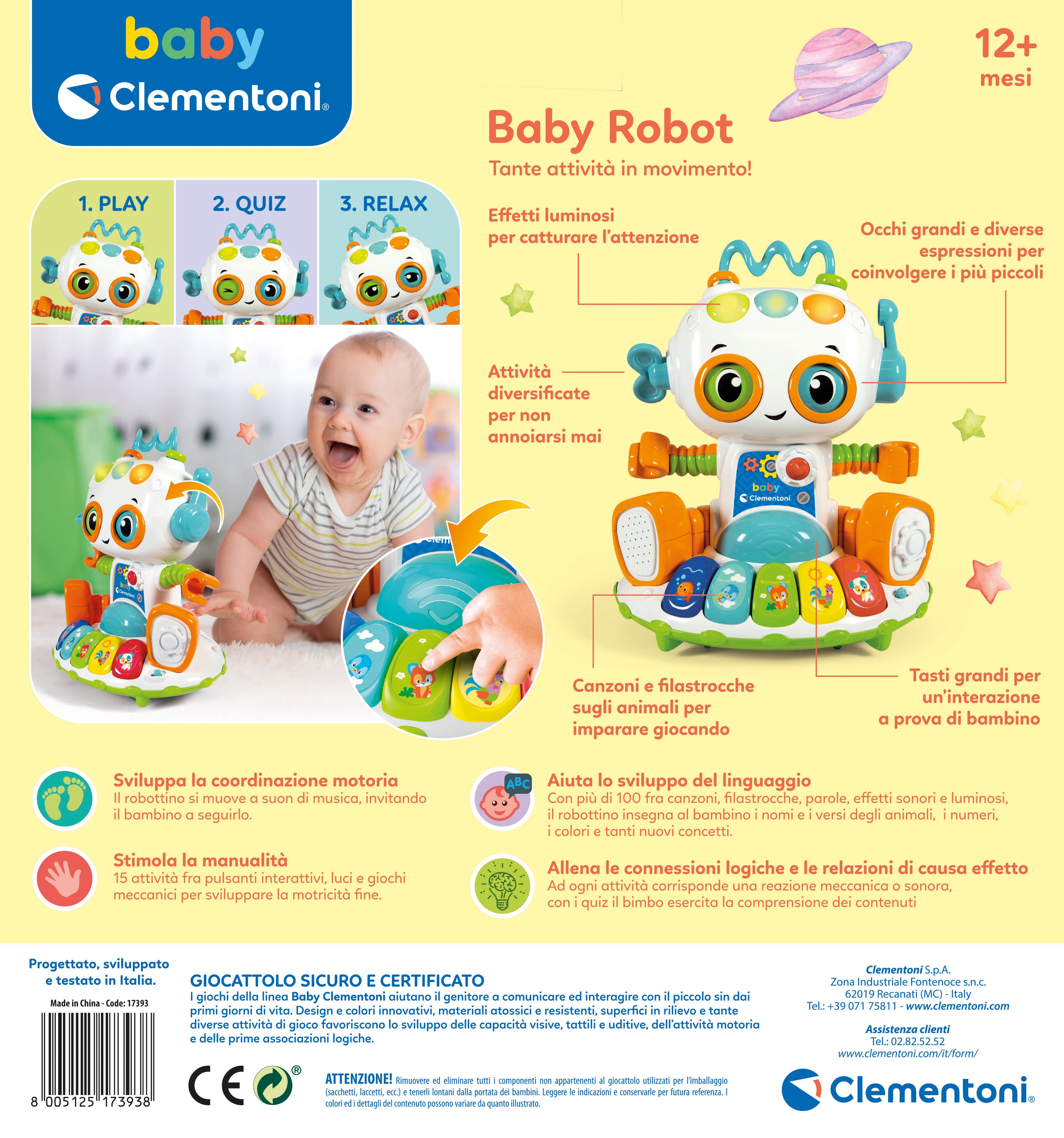 Clementoni Robi Robo' My Baby Robot - Disponibile in 3-4 giorni lavorativi