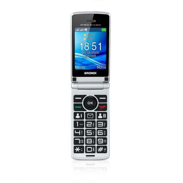 Smartphone nuovo BRONDI AMICO SINCERO GRIGIO 2.4" EASY PHONE CLAMSHELL - Disponibile in 3-4 giorni lavorativi