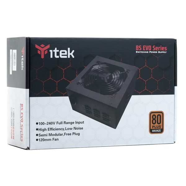 ITek BS750 Alimentatore per Computer 750W 24-pin Atx Atx Nero - Disponibile in 3-4 giorni lavorativi