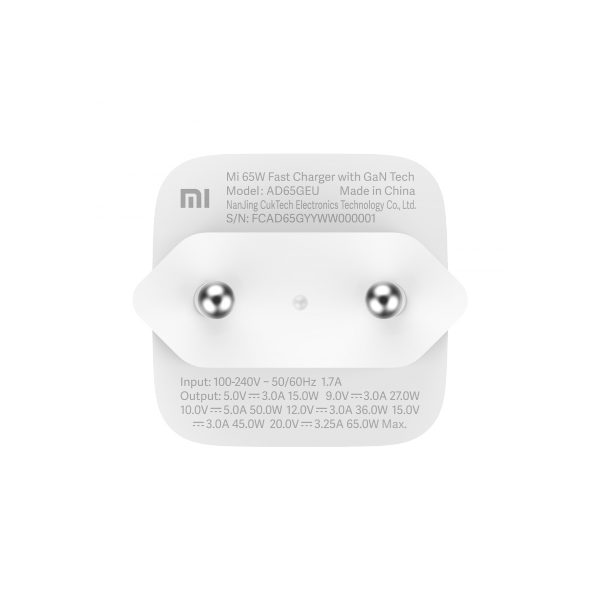 Xiaomi Mi Charge Type-C Fast Charge 65W GaN Tech + Cavo 1m USB-C - Disponibile in 2-3 giorni lavorativi Xiaomi
