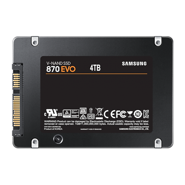 SAMSUNG SSD INTERNO 870 EVO 4TB 2,5 SATA 6GB/S R/W 560/530 MLC - Disponibile in 3-4 giorni lavorativi