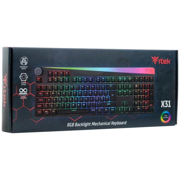 Tastiera Gaming X31 - Meccanica, Switch Blu OUTEMU, RGB, Macro, Software, Special Design - Disponibile in 3-4 giorni lavorativi Itek