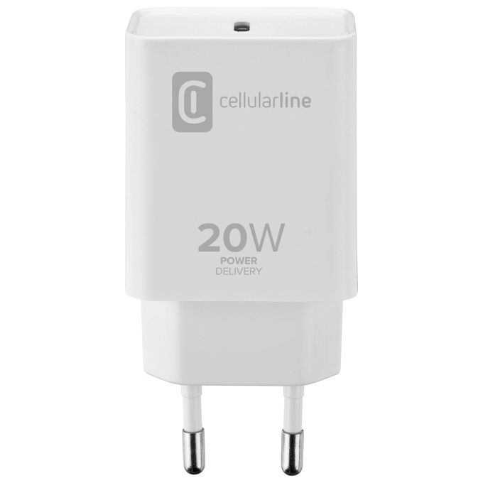 Ipad Nuovo Cellular Line USB-C Charger 20W Caricabatterie da rete USB-C 20W Bianco - Disponibile in 3-4 giorni lavorativi