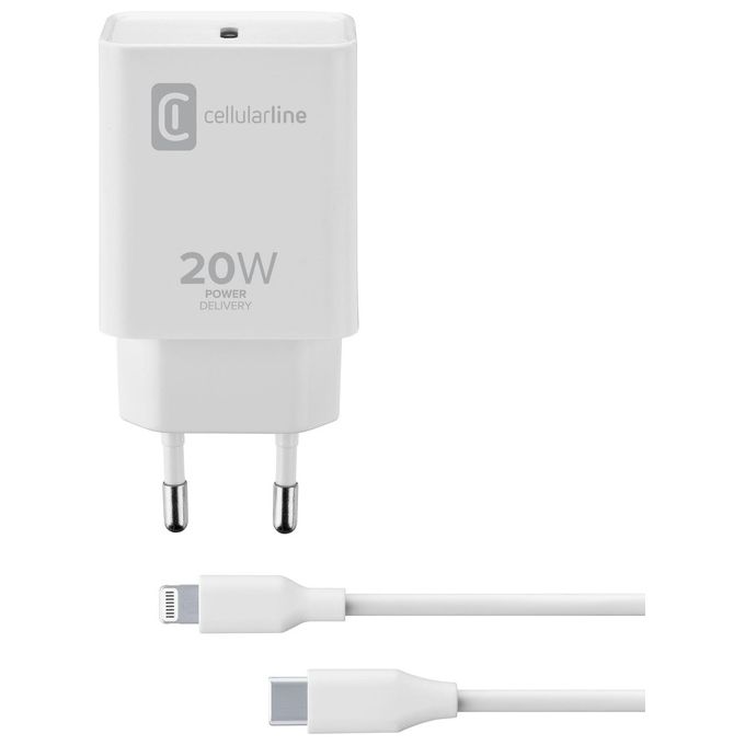 Ipad Nuovo Cellular Line Usb-C Charger Kit 20W Usb-C a Lightning cavo incluso - Disponibile in 3-4 giorni lavorativi