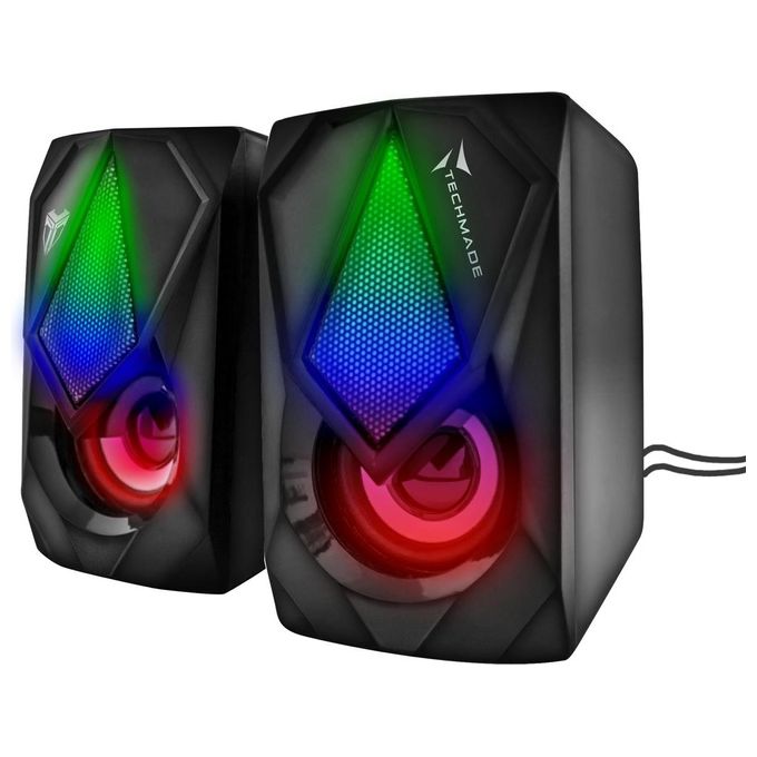 Techmade Multimedia Speaker Gaming Led UsbJack 3.5mm 3 Colors - Disponibile in 3-4 giorni lavorativi