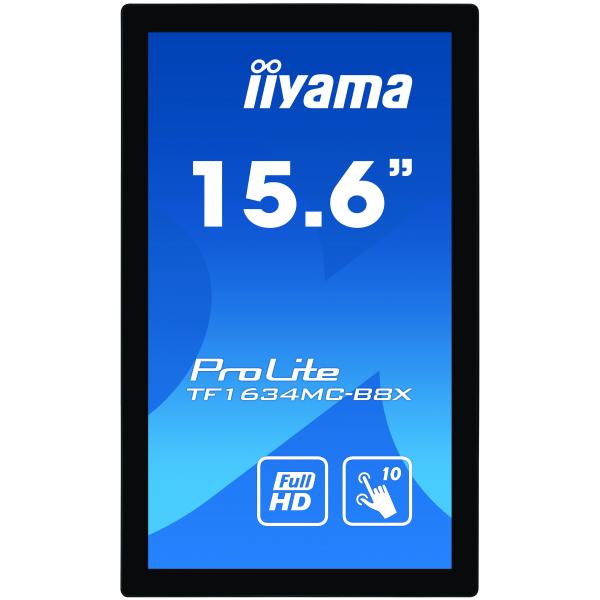 iiyama ProLite TF1634MC-B8X monitor touch screen 39,6 cm (15.6") 1920 x 1080 Pixel Multi-touch Multi utente Nero - Disponibile in 6-7 giorni lavorativi