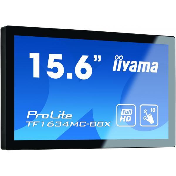 iiyama ProLite TF1634MC-B8X monitor touch screen 39,6 cm (15.6") 1920 x 1080 Pixel Multi-touch Multi utente Nero - Disponibile in 6-7 giorni lavorativi
