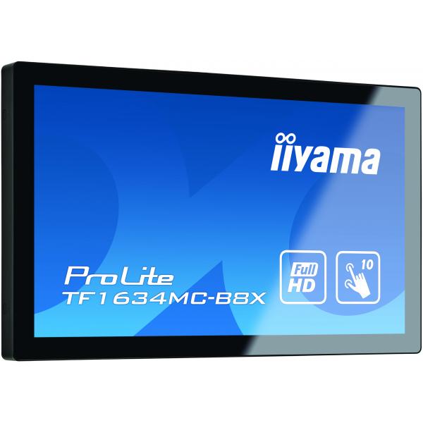 iiyama ProLite TF1634MC-B8X monitor touch screen 39,6 cm (15.6") 1920 x 1080 Pixel Multi-touch Multi utente Nero - Disponibile in 6-7 giorni lavorativi