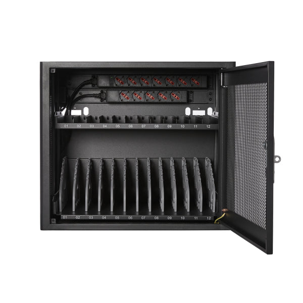 V7 CHGSTA12AC-1E portable device management cart& cabinet Carrello per la gestione dei dispositivi portatili Nero - Disponibile in 6-7 giorni lavorativi