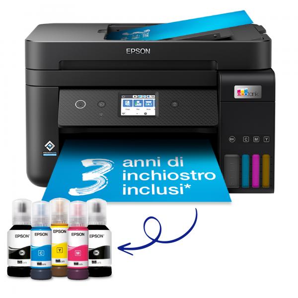 EPSON MULTIF. INK A4 COLORE, ECOTANK ET-4800, 33PPM, ADF, FRONTE/RETRO MANUALE, USB/LAN/WIFI, 4 IN 1 - Disponibile in 3-4 giorni lavorativi