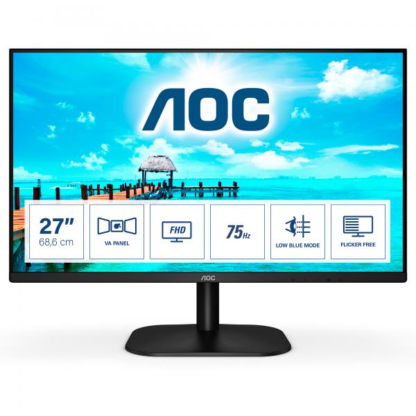 Monitor Nuovo MONITOR AOC LED 27" Wide 27B2DM VA 1920x1080 4ms 250cd/mq 1.000:1(20.000.000:1) VGA DVI HDMI Black - Disponibile in 3-4 giorni lavorativi