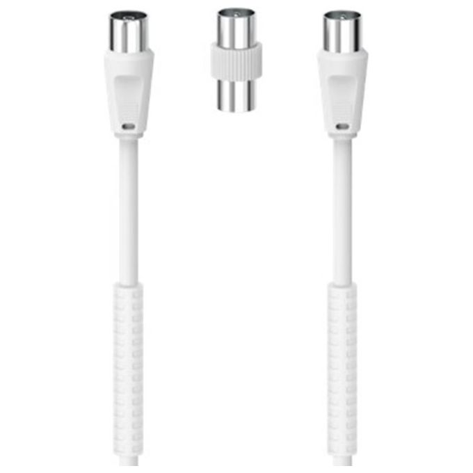 Hama Cavo Antenna M-F con Adattatore M-M 85dB Ferrite 3mt Bianco - Disponibile in 3-4 giorni lavorativi