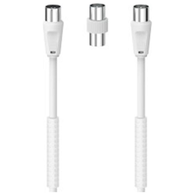 Hama Cavo Antenna M-F con Adattatore M-M 85dB Ferrite 1.5mt Bianco - Disponibile in 3-4 giorni lavorativi