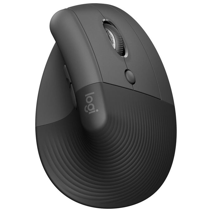 Logitech Lift Mouse Ergonomico Verticale, Senza Fili, Ricevitore Bluetooth o Logi Bolt USB, Clic Silenziosi, 4 Tasti, Compatibile con Windows - macOS - iPadOS, Laptop, PC - Grafite - Disponibile in 3-4 giorni lavorativi