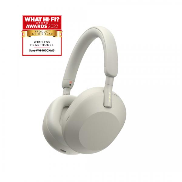 Sony WH-1000XM5 Cuffie Wireless con Noise Cancelling - Batteria fino a 30 ore - Around-ear - Con Alexa e Google Assistant - Con microfono integrato per telefonate - Argento - Disponibile in 6-7 giorni lavorativi
