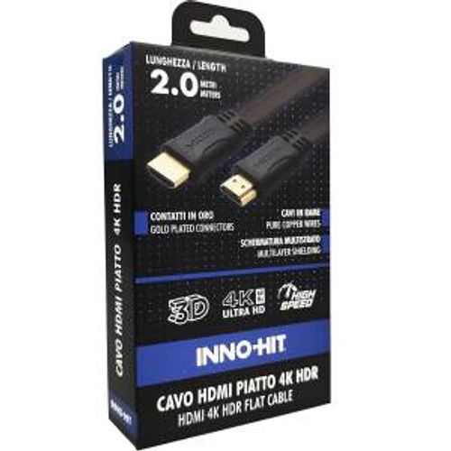 Inno-Hit Cavo HDMI Piatto 4K HDR 2m Nero - Disponibile in 2-3 giorni lavorativi Inno-hit