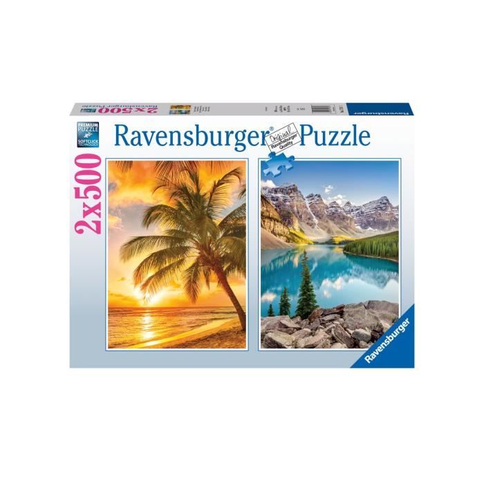 Puzzle 2x500 pezzi - spiaggia e montagne - Puzzle per adulti Ravensburger - di 10 anni - 17267 - Disponibile in 3-4 giorni lavorativi