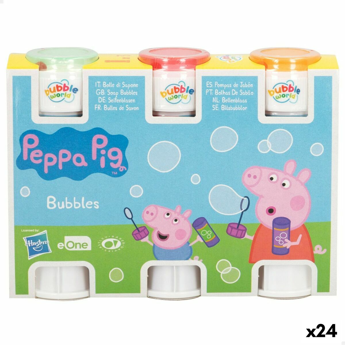 Set di soffiatori di bolle Peppa Pig 3 Pezzi 60 ml (24 Unità) - Disponibile in 3-4 giorni lavorativi