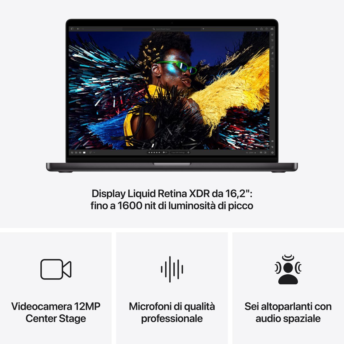 Notebook Apple MacBook Pro 2024 16" M4 Pro 14C/20G 48/512GB Sp.Black MX2Y3T/A - Disponibile in 2-3 giorni lavorativi Apple