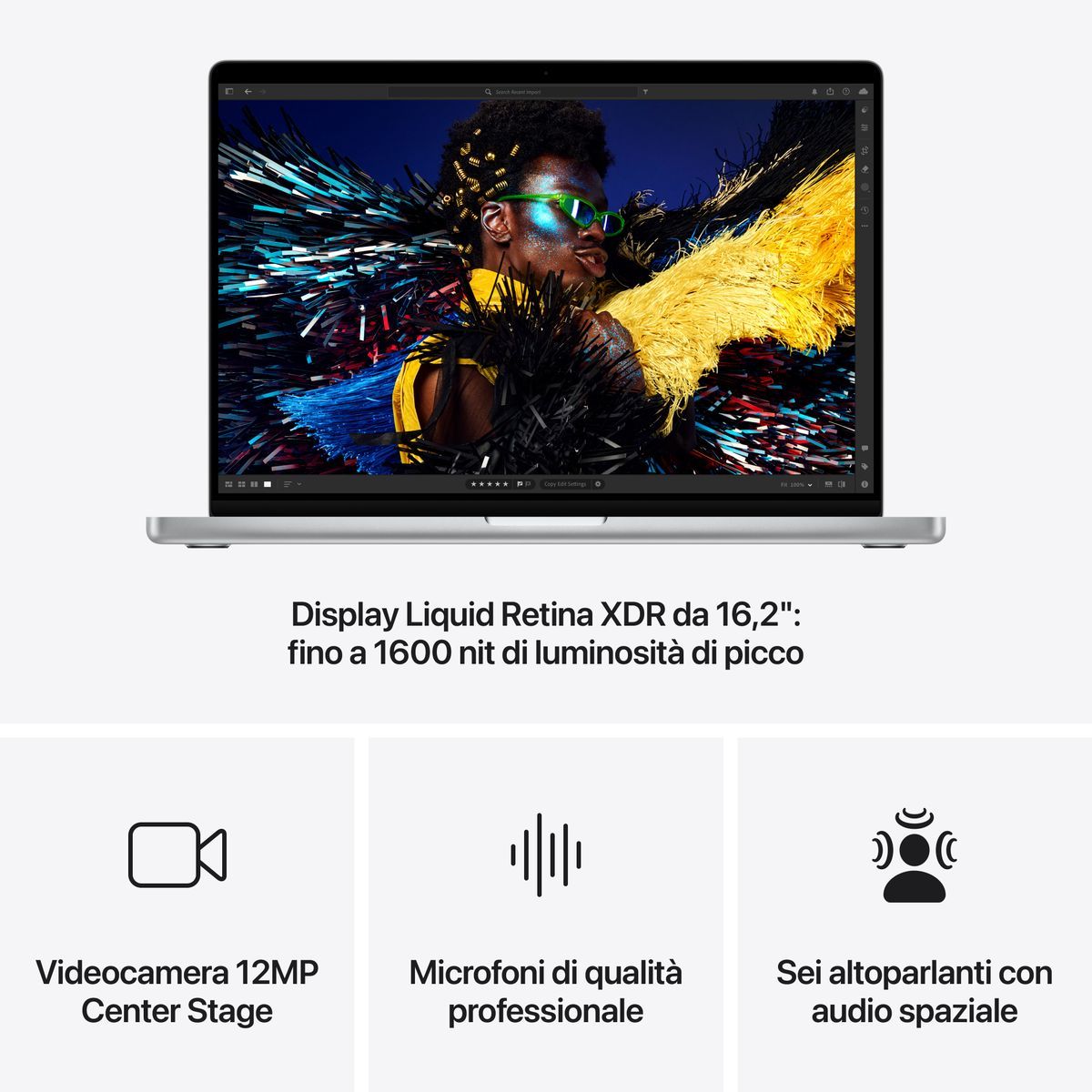 Notebook Apple MacBook Pro 2024 16" M4 Pro 14C/20G 24/512GB Silver MX2T3T/A - Disponibile in 2-3 giorni lavorativi