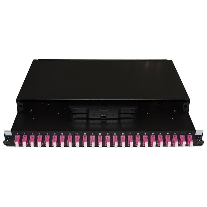 Link Pannello Fibra Ottica 19'' con 24 Adattatori LC Duplex Om4 Profondita' 250mm Nero - Disponibile in 3-4 giorni lavorativi