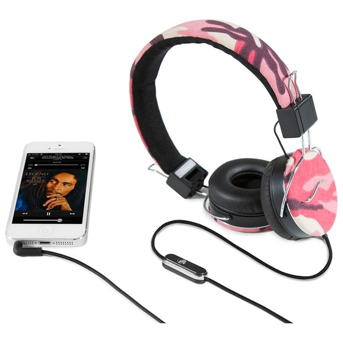 HI-FUN Cuffie Professionali Rivestite in Tessuto Army Pink per un Suono Ottimale e Comfort Prolungato - Disponibile in 3-4 giorni lavorativi