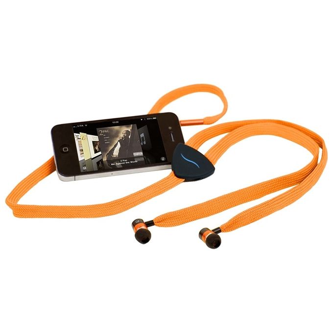 HI-FUN Auricolare a Stringa in Tessuto Orange per Suono di Qualita' Superiore e Comfort Eccellente Durante l'Ascolto - Disponibile in 3-4 giorni lavorativi