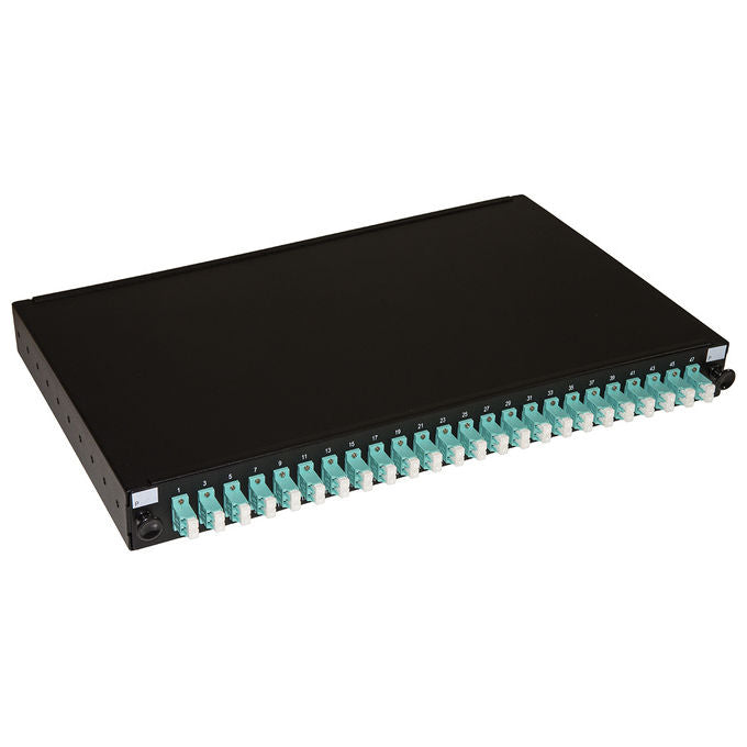Link Pannello Fibra Ottica 19'' con 24 Adattatori LC Duplex Om3 Profondita' 250mm con Pigtail Installati Nero - Disponibile in 3-4 giorni lavorativi