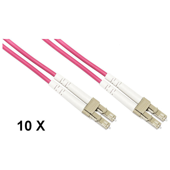 Link Confezione 10 Cavi Fibra Ottica Lc a Lc Multimode Duplex Om4 Guaina 2 Mm 50-125 Mt.3 - Disponibile in 3-4 giorni lavorativi