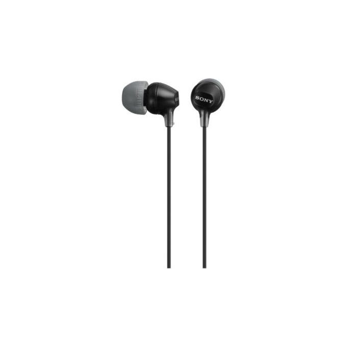 SONY MDR-EX15AP Cuffie intrauricolari leggere con driver da 9 mm e microfono auricolari in silicone jack 3,5mm Nero - Disponibile in 3-4 giorni lavorativi