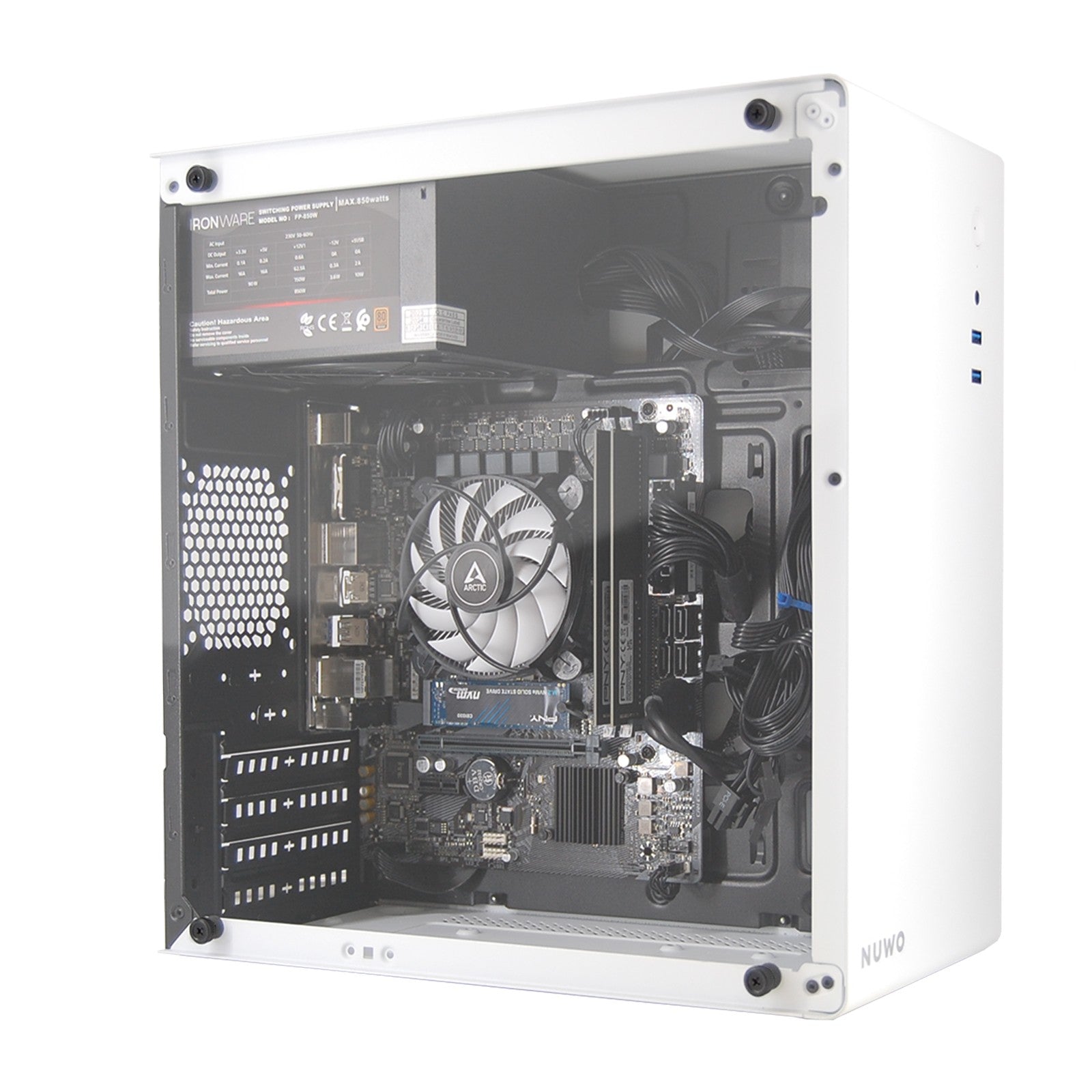 PC Desktop Nuovo PC Computer Assemblato PRO CPU Intel i3-14100 Ram 16GB SSD 500GB WiFi BT Bianco Freedos - Disponibile in 2-4 giorni lavorativi GameSIDE&Tech
