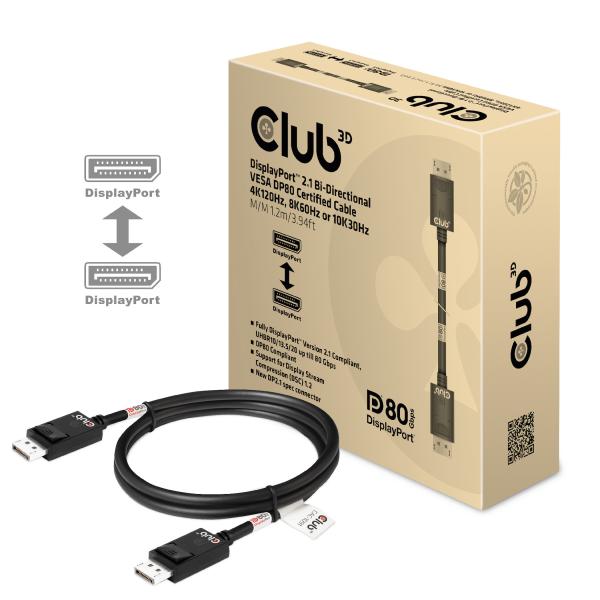 Club3d CAC-1091 Cavo DisplayPort 1.2mt Nero - Disponibile in 3-4 giorni lavorativi Club3d