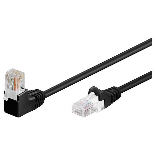 Goobay Cavo di Rete Utp Cat. 5e con un Connettore RJ45 a 90 Gradi 1mt Nero - Disponibile in 3-4 giorni lavorativi Goobay