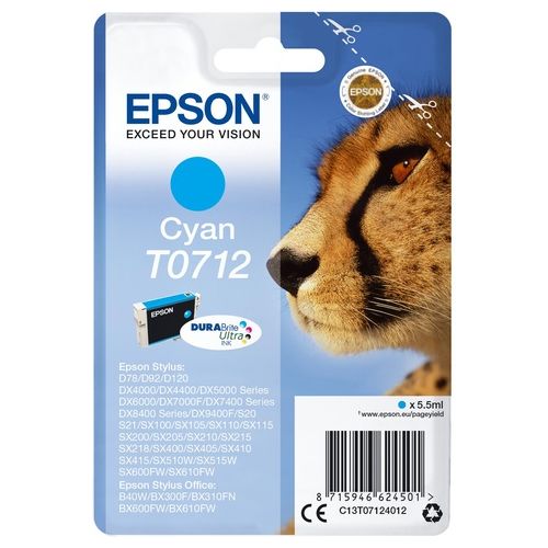 Epson T0712 Cartuccia inchiostro Ciano Blister Mfdx4000 - Disponibile in 3-4 giorni lavorativi Epson