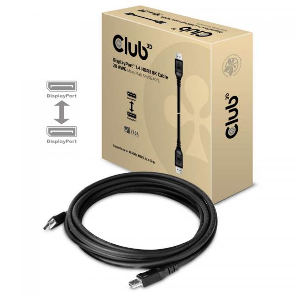 Club3d CAC-1061 Cavo DisplayPort 1.4 HBR3 8K M/M 5mt - Disponibile in 3-4 giorni lavorativi Club3d