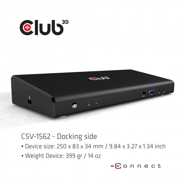 CLUB3D CHARGING DOCK 60W USB TYPE C 3.2 GEN 1 UNIVERSAL TRIPLE 4K - Disponibile in 3-4 giorni lavorativi Club3d