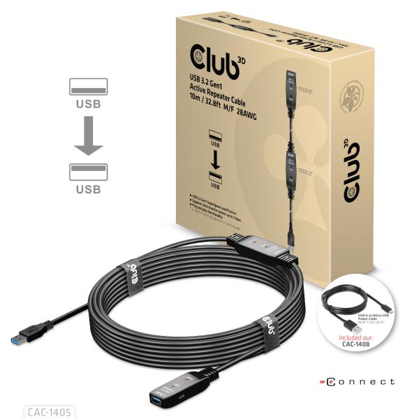 Club3d CAC-1405 Cavo USB 10mt USB 3.2 Gen 2 USB A Nero - Disponibile in 3-4 giorni lavorativi Club3d