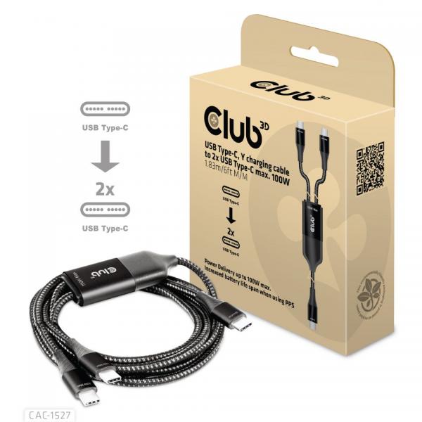 Club3d CAC-1527 Cavo USB 1.83mt USB C 2xUSB C Nero - Disponibile in 3-4 giorni lavorativi Club3d