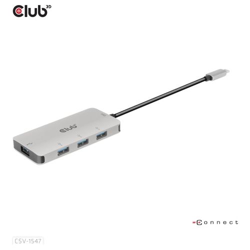 Club3d CSV-1547 Hub di Interfaccia Usb 3.2 Gen 2 Type-c 10000 Mbit/s Nero/Argento - Disponibile in 3-4 giorni lavorativi Club3d