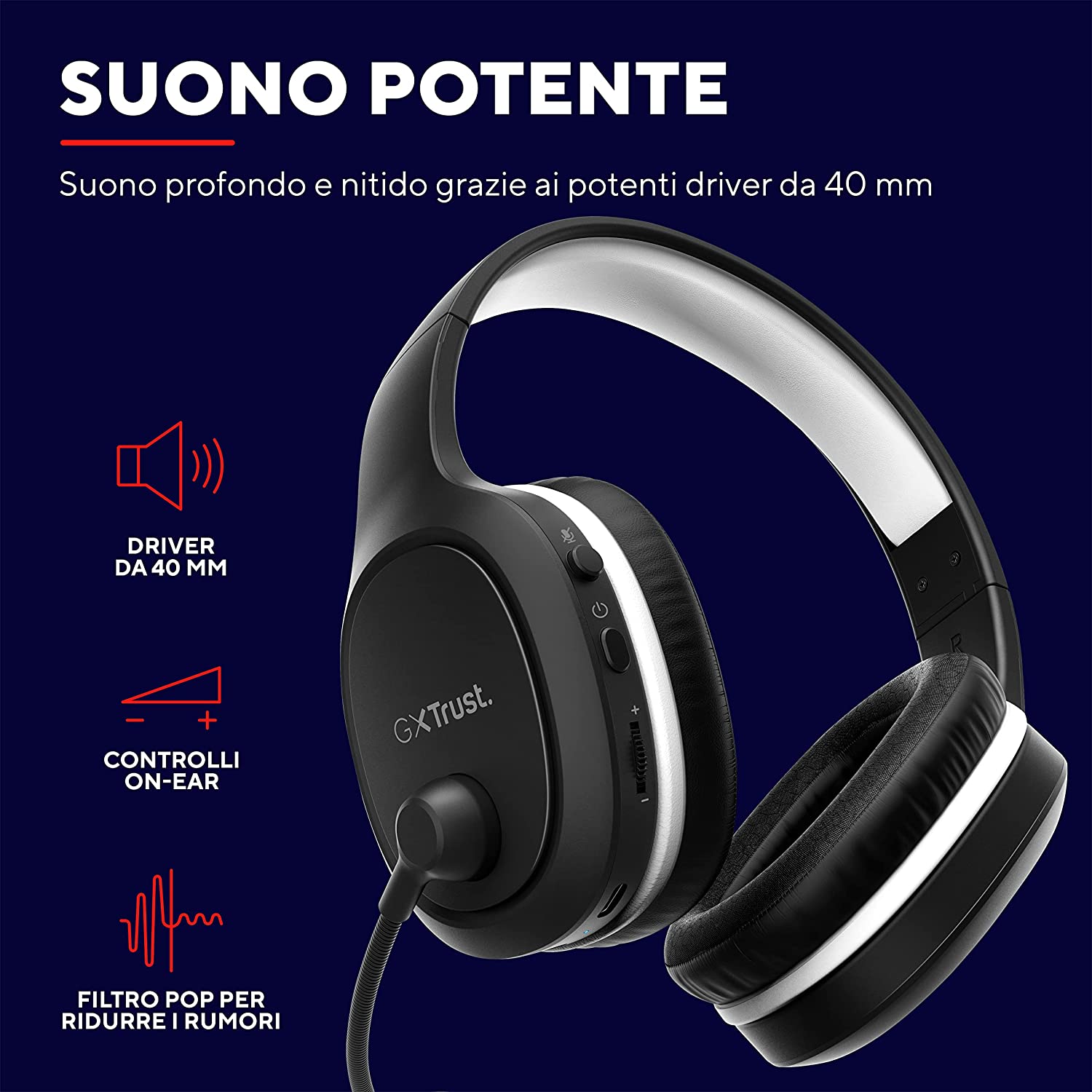 Cuffie wireless PS4 / PS5 / PC Trust Gaming GXT 391 Dongle USB, Over Ear, Ricaricabile - Ecosostenibile