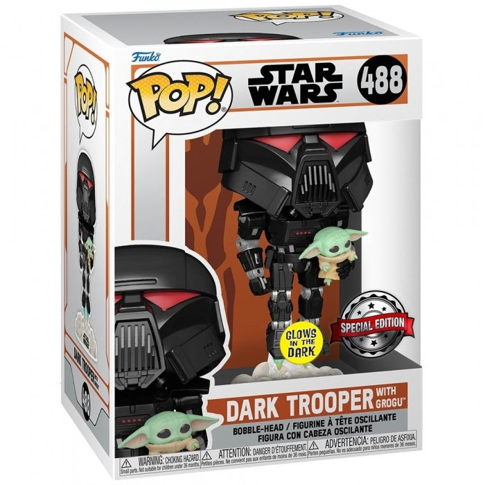 Funko Pop! Star Wars: Mandalorian - 488 Dark Trooper W/Child (Exclusive) 9Cm