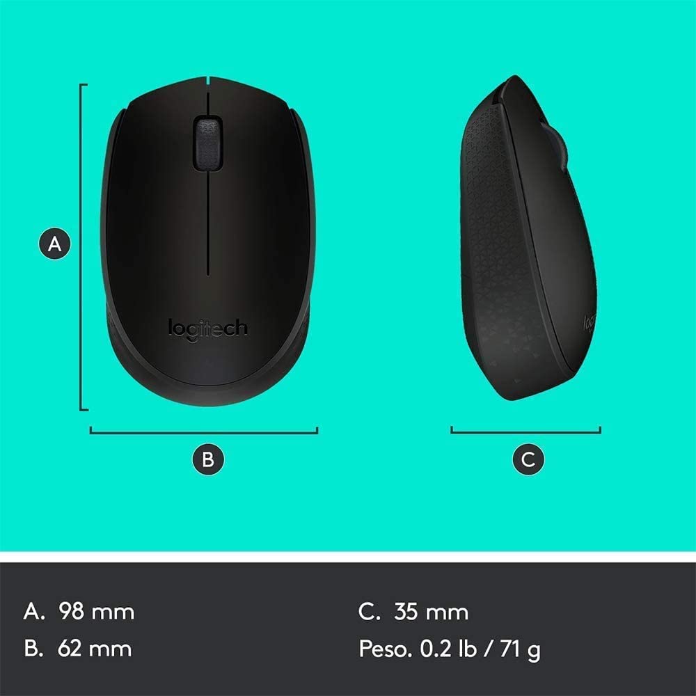 MOUSE WIRELESS M171 BLACK OPTICAL USB